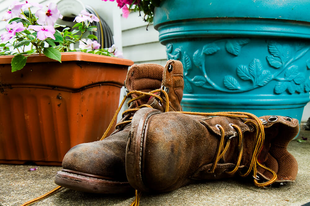 Work Boots Laying on Porch
