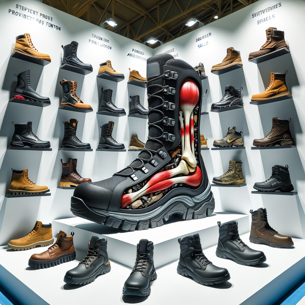 Showcase of best work boots for Achilles tendon support, highlighting the health benefits and role of safety footwear in preventing foot injuries at work and Achilles tendon injuries prevention.